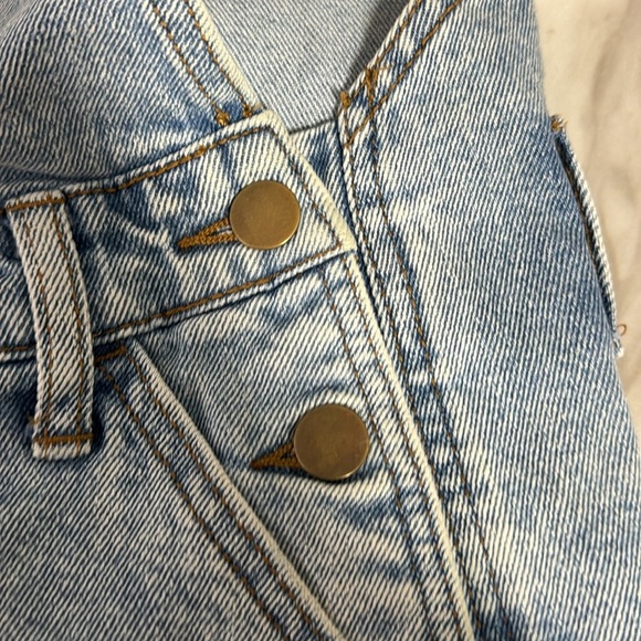 Wild Fable Distressed Denim Raw Help Shortalls Overall Shorts Size Small - Picture 7 of 8